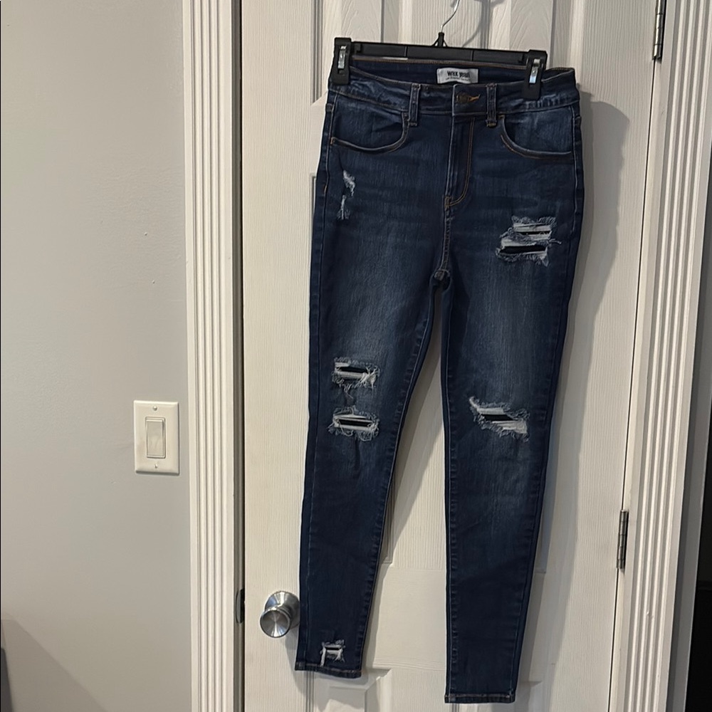 Wax Jean Blue Skinny Distressed Denim